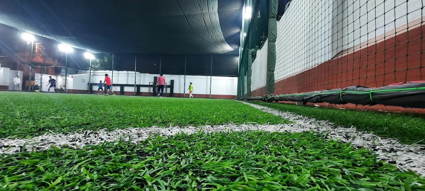 An evening game seen from pitch level
